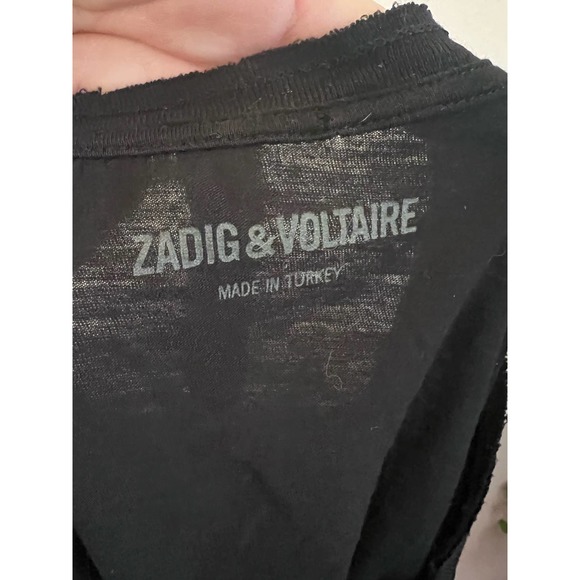 Zadig Voltaire Skinny Love Black Tee Size Small - Picture 4 of 5